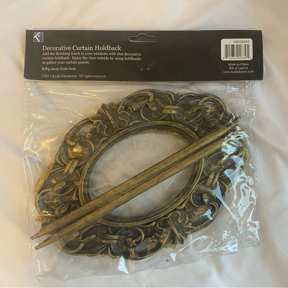 Curtain Tie-backs - 2 pack - decorative antique finish 10x7” - Picture 4 of 7